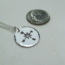 Sterling Silver Compass & Pearl Necklace: Guide Your Journey