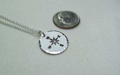 Sterling Silver Compass & Pearl Necklace: Guide Your Journey