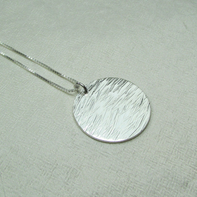 Hand Stamped Silver Botanical Disc Necklace – Burnish