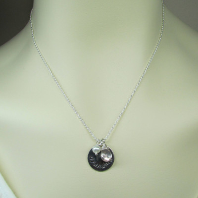 Grandma Necklace Monogram Necklace Sterling Silver Initial Necklace Birthstone Personalized Necklace Mothers Jewelry