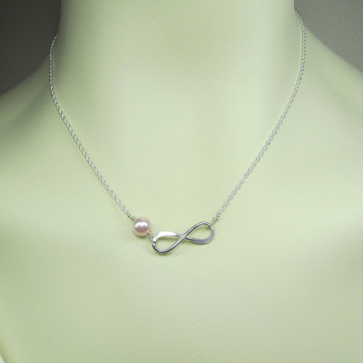 Infinity Pearl Necklace Bridesmaid Gift Bridesmaid Jewelry Pearl Bridesmaid Necklace Mothers Necklace Infinity Necklace Wedding Jewelry