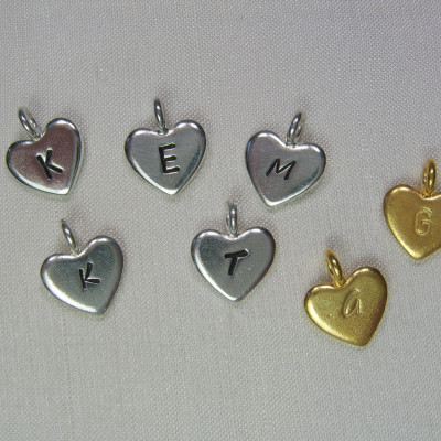 Initial Heart Earrings - Hand Stamped Heart Charm Earrings Sterling Silver Monogram Earrings -  Flower Girl Earrings Personalized Jewelry