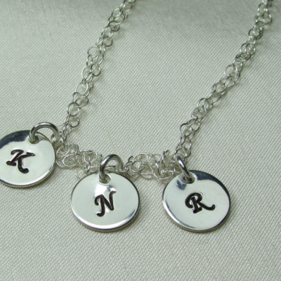 Initial Jewelry Sterling Silver Initial Bracelet Personalized Mothers Bracelet Three Initial Monogram Charm Bracelet Personalized Jewelry