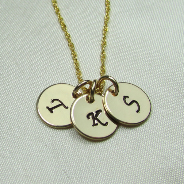 Initial Necklace Gold Monogram Necklace Personalized Mothers Necklace Personalized Necklace Initial Jewelry Three Initial Charm Necklace