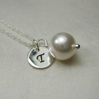 Initial Necklace Personalized Bridesmaid Necklace Pearl Bridesmaid Jewelry Monogram Bridesmaid Gift Mother of the Bride Gift Pearl Necklace
