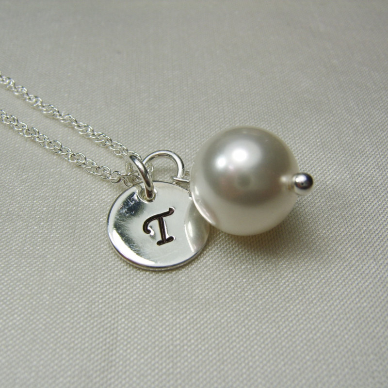 Silver Initial Necklace Personalized Initial Necklace Bridesmaid Necklace Bridesmaid Gift Bridal Part Jewelry Initial Necklace Gift