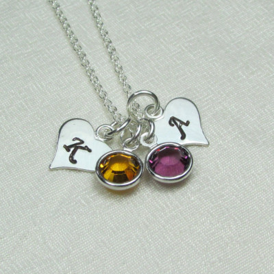 Initial Necklace Personalized Necklace Birthstone Necklace Monogram Necklace Heart Necklace Couples Personalized Jewelry for Mom Gift