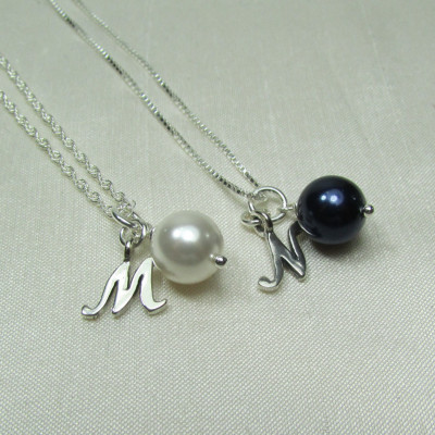 Initial Necklace Personalized Necklace Bridesmaid Necklace Bridesmaid Jewelry Bridesmaid Gift Monogram Necklace Pearl Necklace