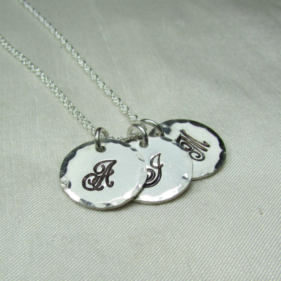 Initial Necklace Sterling Silver Monogram Necklace Custom Hand Stamped Personalized Necklace Mothers Personalized Jewelry Grandma Necklace