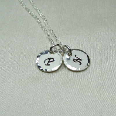 Initial Necklace Sterling Silver Monogram Necklace Personalized Mothers Necklace Personalized Jewelry Two Initial Disc Monogram Jewelry