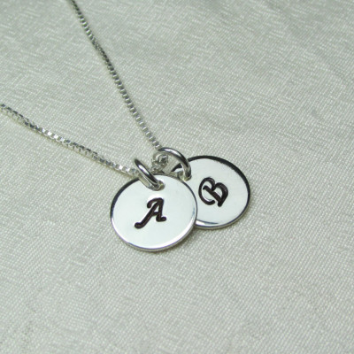 Initial Necklace Sterling Silver Monogram Necklace Personalized Mothers Necklace Personalized Jewelry Two Initial Disc Monogram Jewelry