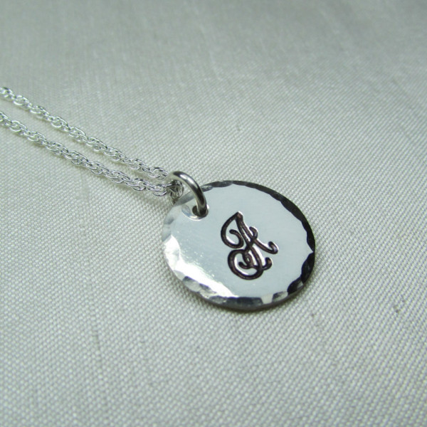 Monogram Necklace Sterling Silver Initial Necklace Bridesmaid Gift Custom Hand Stamped Initial Personalized Necklace Bridesmaid Jewelry