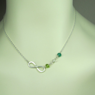 Mothers Birthstone Necklace Family Birthstone Infinity Necklace Mothers Necklace Grandmothers Personalized Jewelry Gift for Mom Necklace