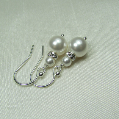 Pearl Bridal Earrings - Bridesmaid Jewelry - Swarovski Crystal Pearl Earrings - Bridesmaid Earrings - Bridesmaid Gift - Wedding Jewelry