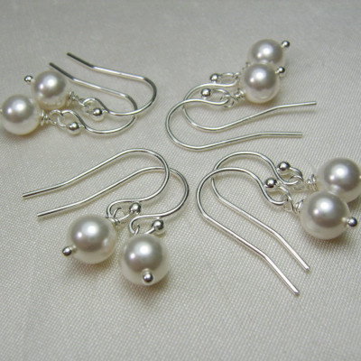 Pearl Bridesmaid Earrings Set of 3 Bridesmaid Jewelry Sterling Silver Pearl Earrings Bridesmaid Gift Wedding Jewelry Bridal Party Jewelry