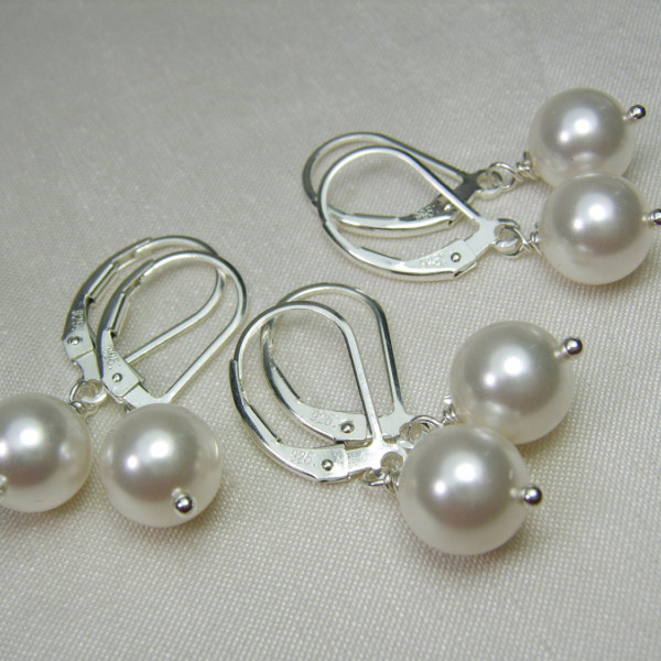 Pearl Bridesmaid Earrings Set of 4 Swarovski Crystal Bridesmaid Jewelry Pearl Earrings Bridesmaid Gift Bridal Jewelry Wedding Jewelry