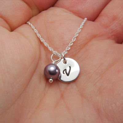 Pearl Initial Necklace Bridesmaid Gift Monogram Necklace Bridesmaid Jewelry Personalized Necklace Bridesmaid Necklace Birthstone Necklace
