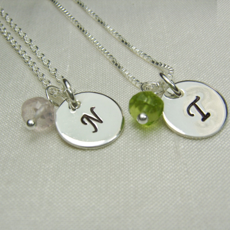 Silver Initial Necklace Little Girl Initial Necklace Personalized Initial Necklace Initial Jewelry Handstamped Initial