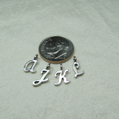 Personalized Charm SMALL Sterling Silver Alphabet Charm - Add to Initial Necklace or Monogram Jewelry - Dainty Initial Charm