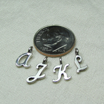 Personalized Charm SMALL Sterling Silver Alphabet Charm - Add to Initial Necklace or Monogram Jewelry - Dainty Initial Charm