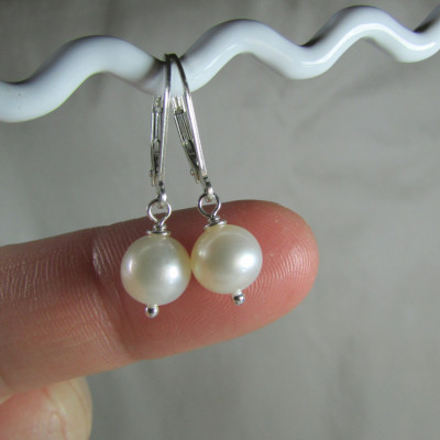 Real Pearl Earrings Bridesmaid Gift Bridesmaid Earrings Freshwater Pearl Earrings Single Pearl Bridal Earrings Bridesmaid Jewelry