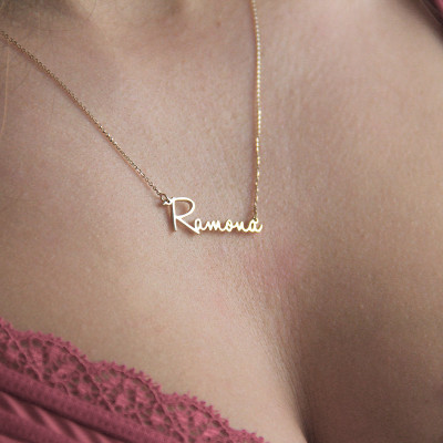 18k Gold Name Necklace, Solid Gold Name Necklace, 18k Gold Tiny Name Necklace, Small Name Necklace