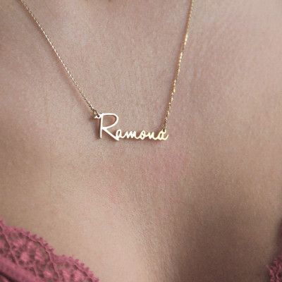 18k Gold Name Necklace, Solid Gold Name Necklace, 18k Gold Tiny Name Necklace, Small Name Necklace