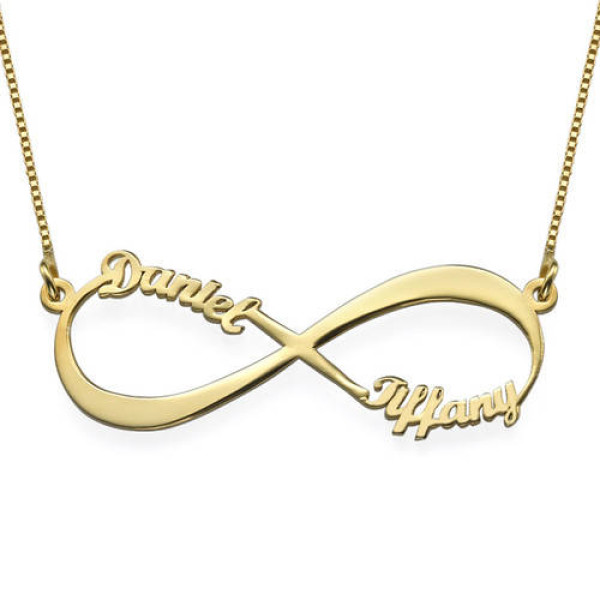 18k Gold Plated Sterling Silver Custom Double Infinity Name Necklace Personalised Gift for Women