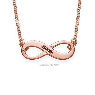 18k Rose Gold Plated Sterling Silver Custom Engraved Infinity Name Necklace