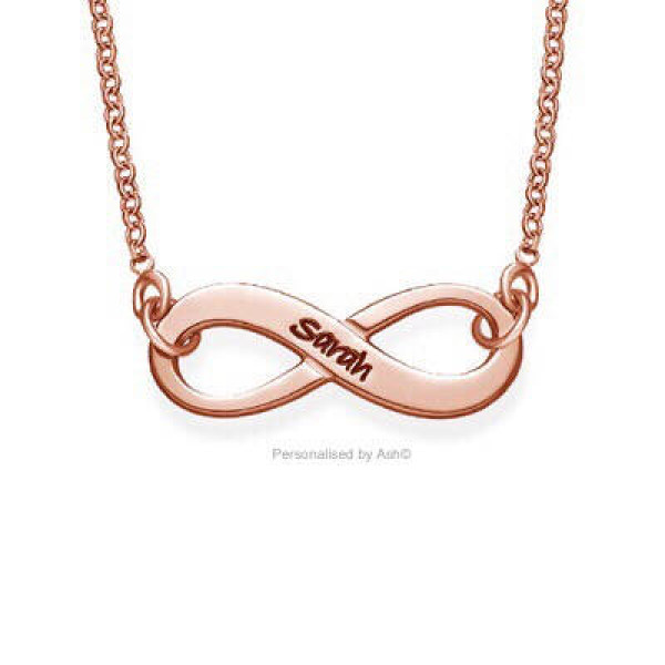 18k Rose Gold Plated Sterling Silver Custom Engraved Infinity Name Necklace