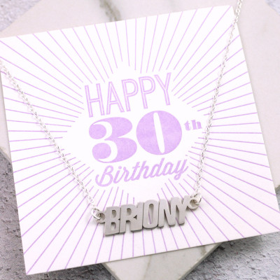30th Birthday Her | Sterling Silver | 30th Birthday Gift | Her 30th Birthday | Dainty Name Necklace | Dirty Thirty | 30th Birthday Card |