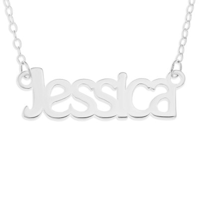 925 Sterling Silver Personalised Name Plate Necklace on 16" Trace Chain - Any Name - 1mm Thick