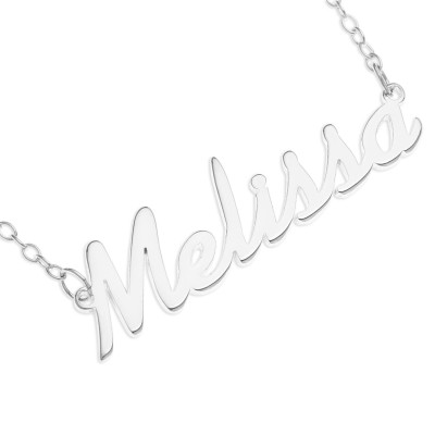 925 Sterling Silver Personalised Name Plate Necklace on 16" Trace Chain