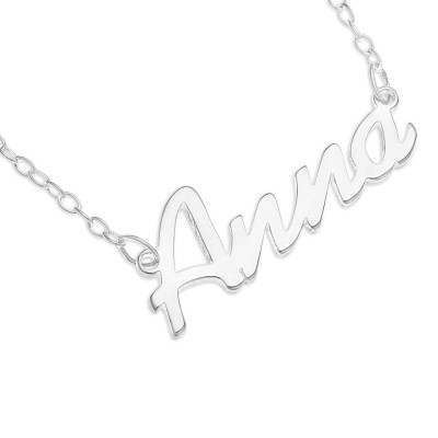 925 Sterling Silver Personalised Name Plate Necklace on 16" Trace Chain