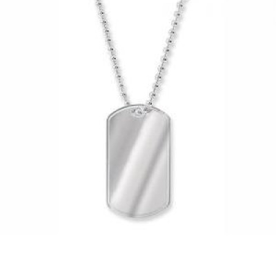 18carat White Gold Dog Tag and 2mm Ball Chain **FREE ENGRAVING**