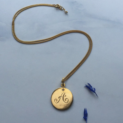 April Birthstone Initial Necklace in 18ct Yellow Gold Vermeil