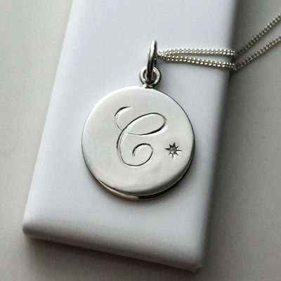 April Birthstone Initial Necklace in Sterling Silver