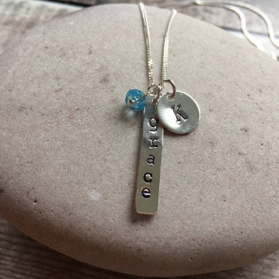 Aquamarine and Sterling Silver Necklace, Christian Gift, 'Grace' Necklace, Semi-Precious Stone Necklace