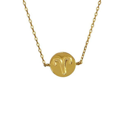 Aries Horoscope Gold Vermeil Zodiac Sterling Silver Necklace