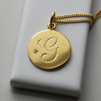August Birthstone Initial Necklace in 18ct Yellow Gold Vermeil