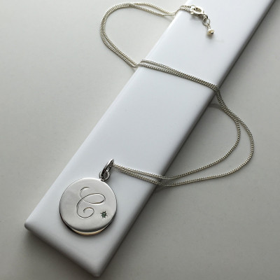 August Birthstone Initial Necklace in Sterling Silver