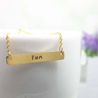 Bar Necklace - Personalized Necklace - Gold Color - Name Necklace - Hand Stamped Jewelry - Custom Name Necklace - Hand Stamped - Handstamped