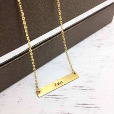 Bar Necklace - Personalized Necklace - Gold Color - Name Necklace - Hand Stamped Jewelry - Custom Name Necklace - Hand Stamped - Handstamped