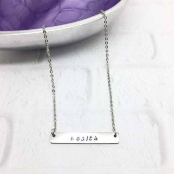 Bar Necklace - Personalized Necklace - Silver Color - Name Necklace - Hand Stamped Jewelry - Custom Name Necklace - Handstamped