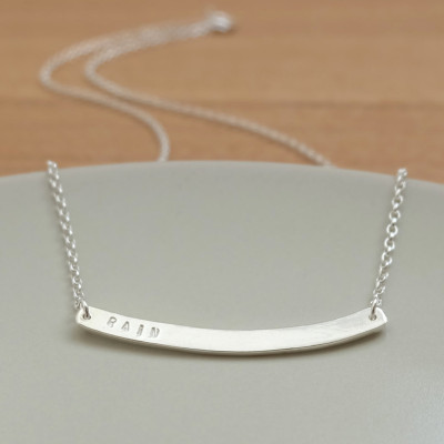 Bar Necklace - silver name plate necklace - personalised necklace - custom hand stamped necklace -classic silver necklace -monogram necklace