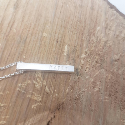 Bar necklace Name bar necklace, Sterling silver Bar Necklace ), hand stamped necklace, Silver Jewellery, gifts for mum,