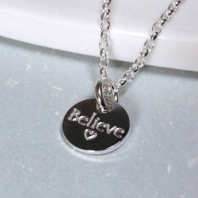 Believe necklace, believe jewellery, encouragement gift, inspirational jewellery, motivational jewellery, sterling silver believe necklace,