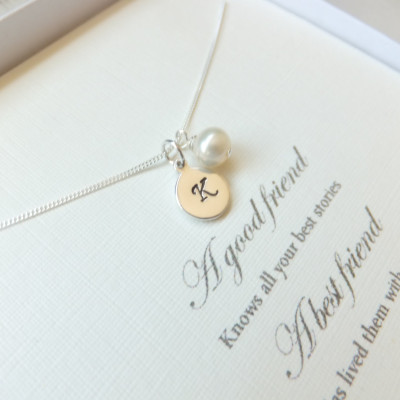 Best friend gift - Bridesmaid gift - Friendship gift- Thank you gift - initial necklace - personalized necklace