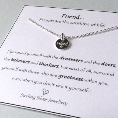 Best friend necklace, sterling silver, friendship necklace, gift for friend, best friend gift, friend birthday, dainty silver necklace