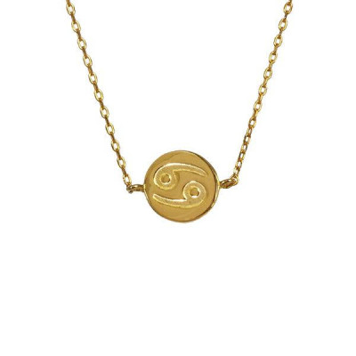 Cancer Horoscope Gold Vermeil Zodiac Sterling Silver Necklace